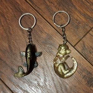 Handmade 2 Resin Koi Fish and Dragon Key Chains